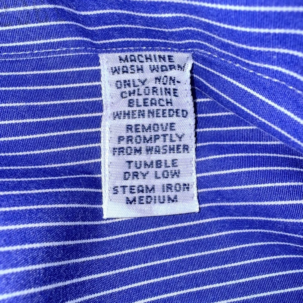 Polo Ralph Lauren Regent Custom Fit Blue Pinstripe Dress Shirt Large 18 - 36/37
